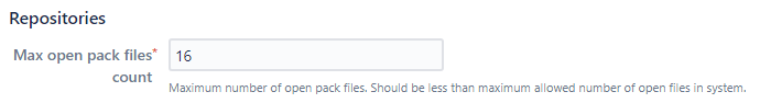 General Settings repository max open file count